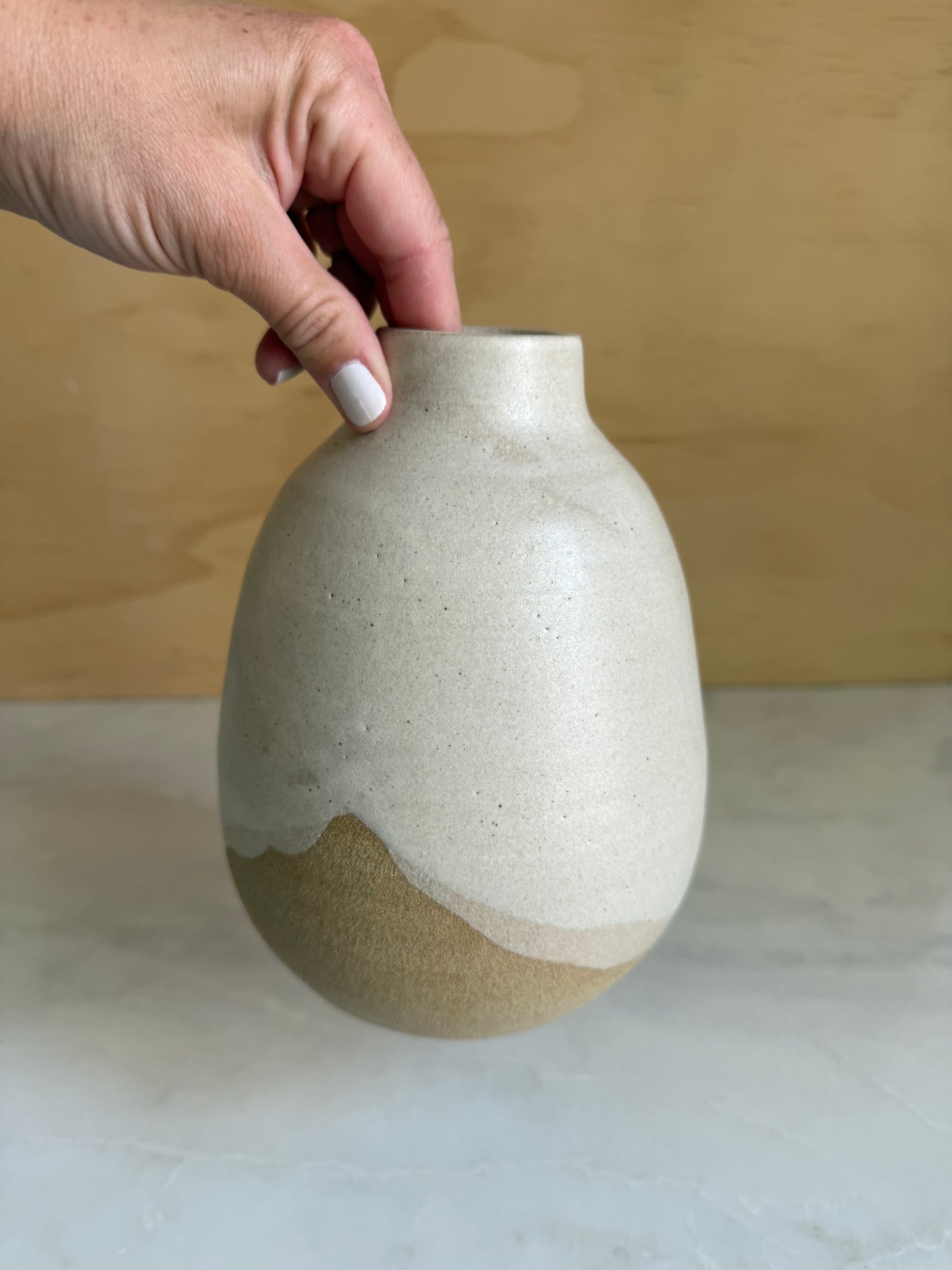 Overlapping White Glazed Vase