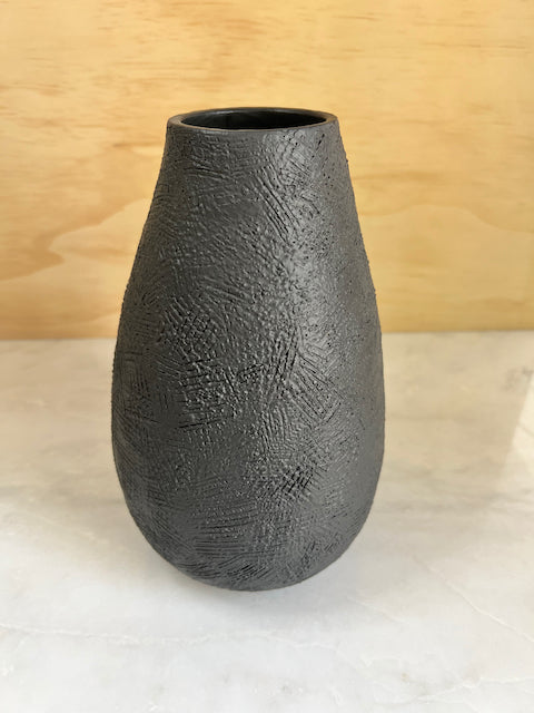 Matte Black Textured Vase