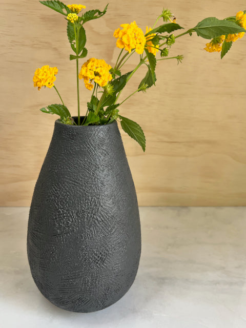 Matte Black Textured Vase