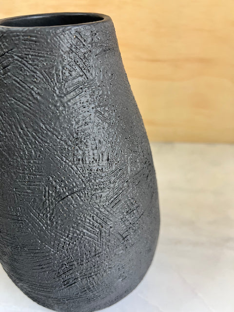 Matte Black Textured Vase